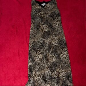 Studio I Cream and Brown Animal Print Cowl Neck Dress